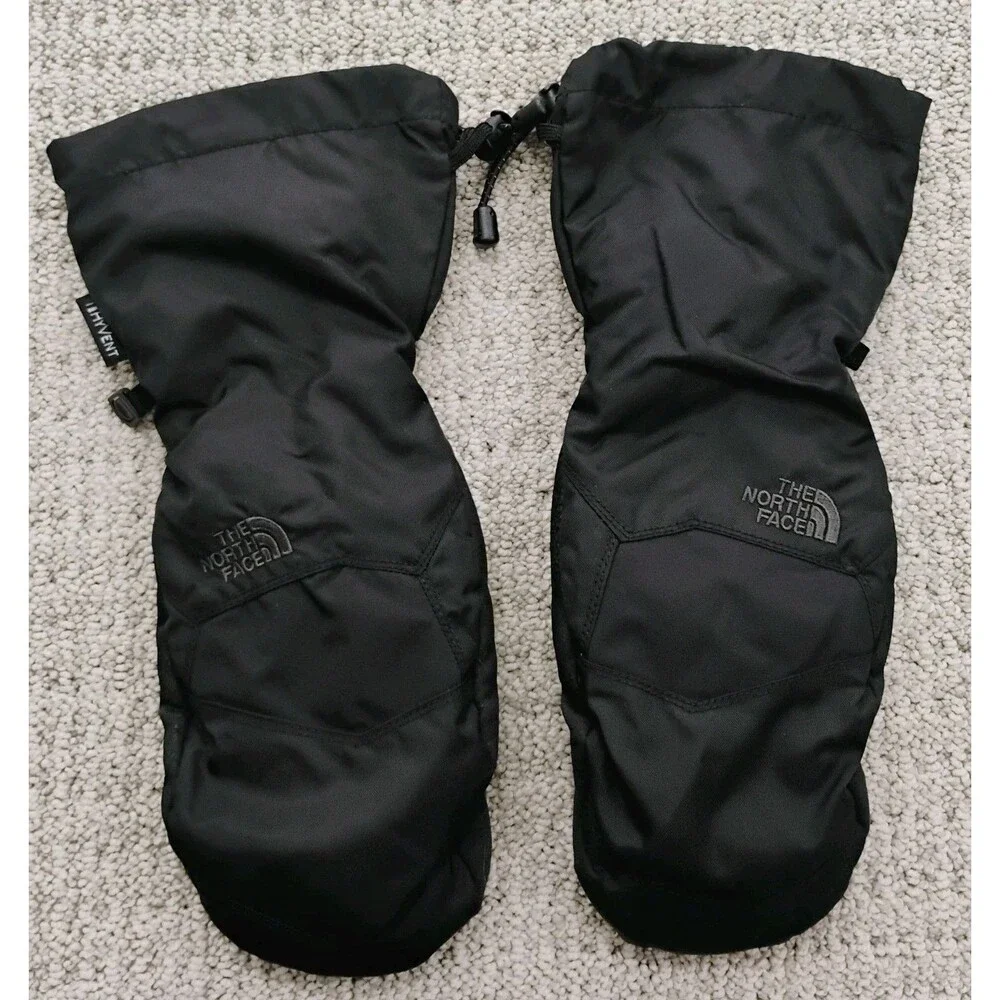 North Face Hyvent Skiing Mittens Medium Black Adjustable Strap Waterproof